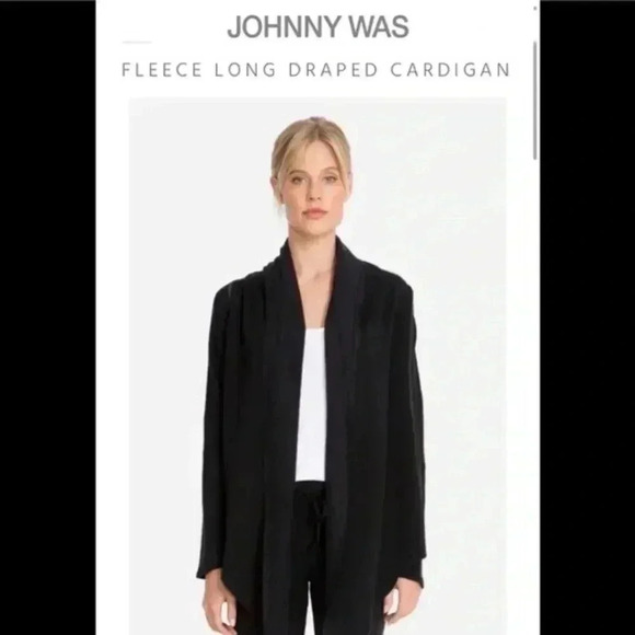 JOHNNY WAS BLUE FLEECE LONG DRAPED CARDIGAN SIZE M - Picture 1 of 4